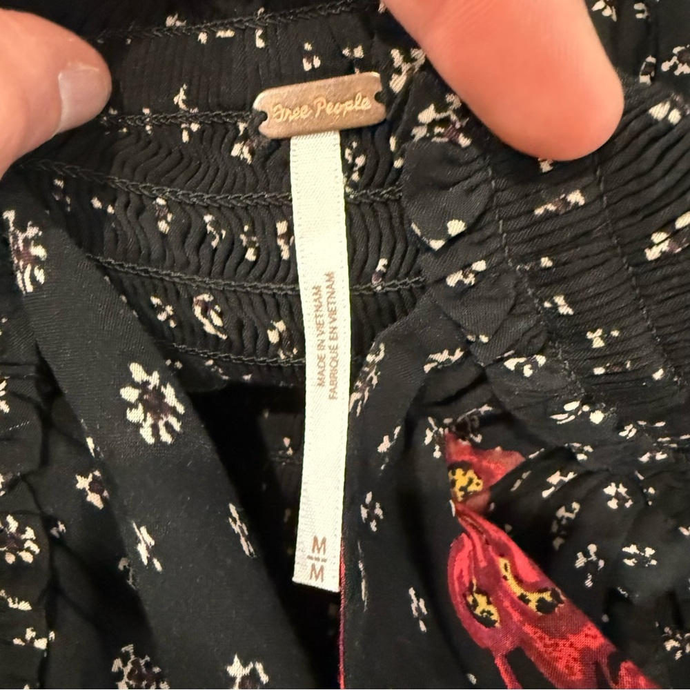 Free People Walking Through My Dreams Mini Dress Women’s Medium Black/Red Floral - Picture 12 of 12